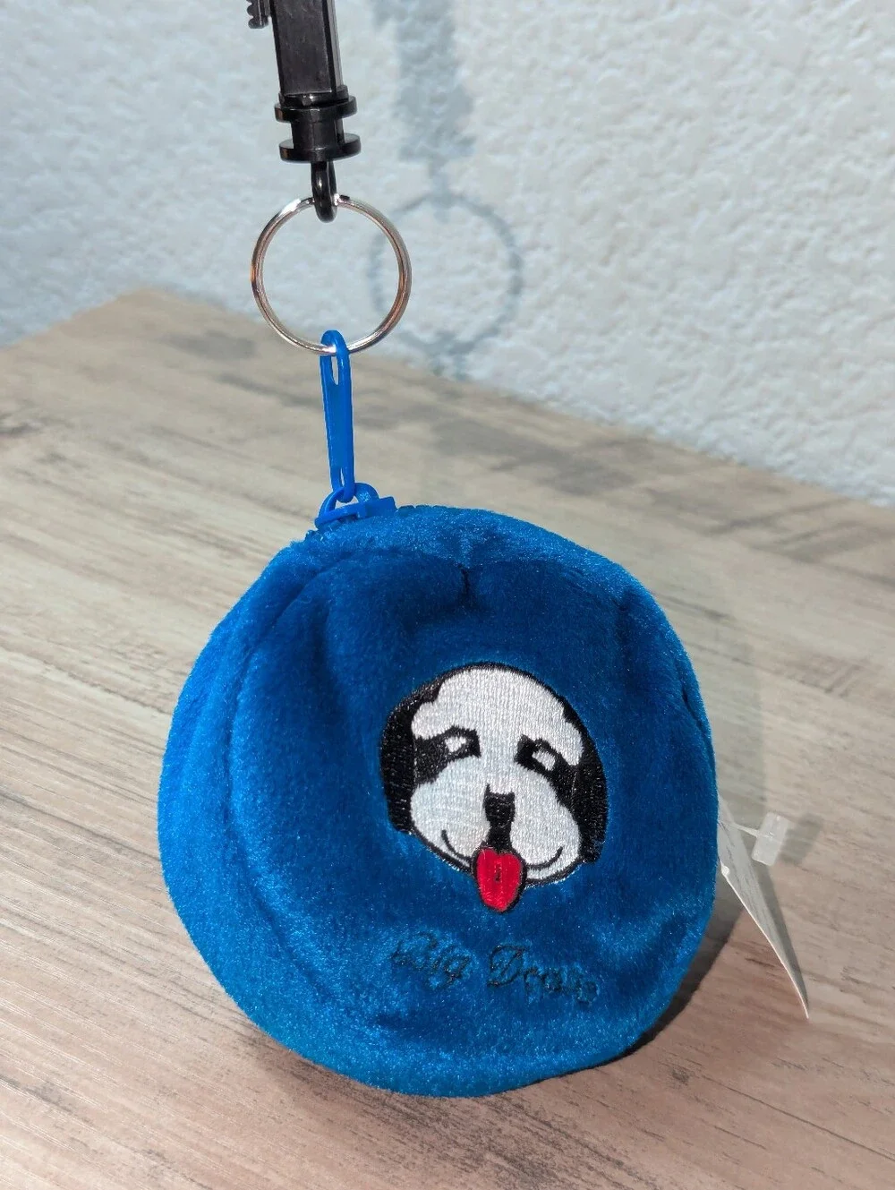 Big Dogs Plush Mascot Key Ring Coin Purse Pouch NWT Blue Vintage